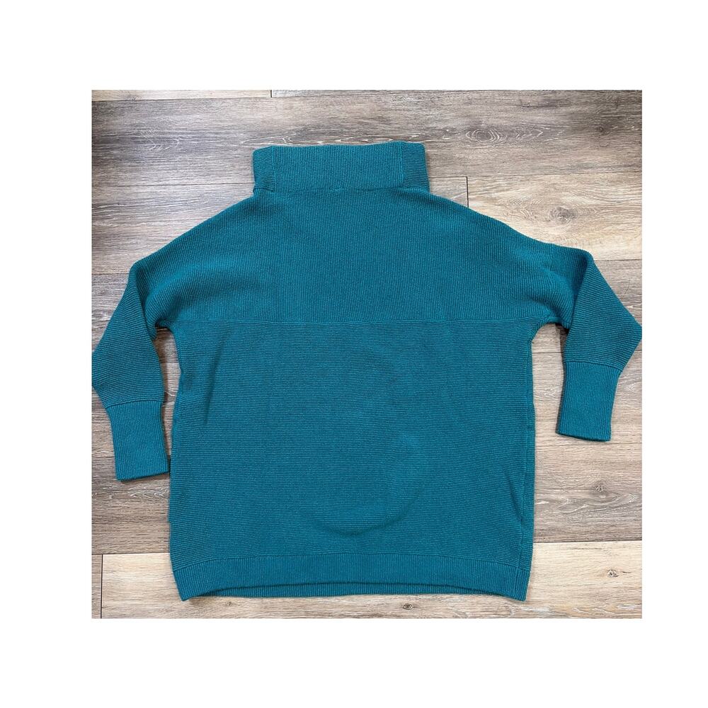 Free People Oversized Turtleneck Sweater Ribbed Knit Teal Small - Picture 5 of 5